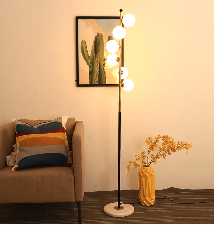 Lampa podłogowa G9 z szklanym kloszem, oświetlenie 5–10 m² do wnętrz