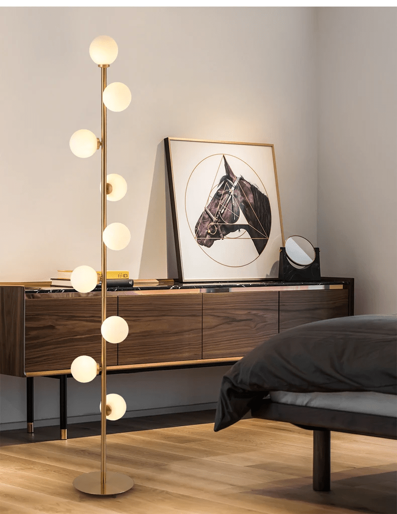 Lampa podłogowa G9 z szklanym kloszem, oświetlenie 5–10 m² do wnętrz