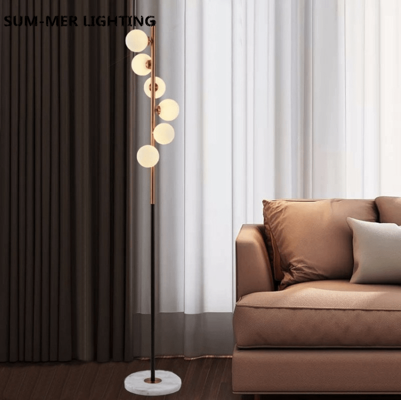 Lampa podłogowa G9 z szklanym kloszem, oświetlenie 5–10 m² do wnętrz