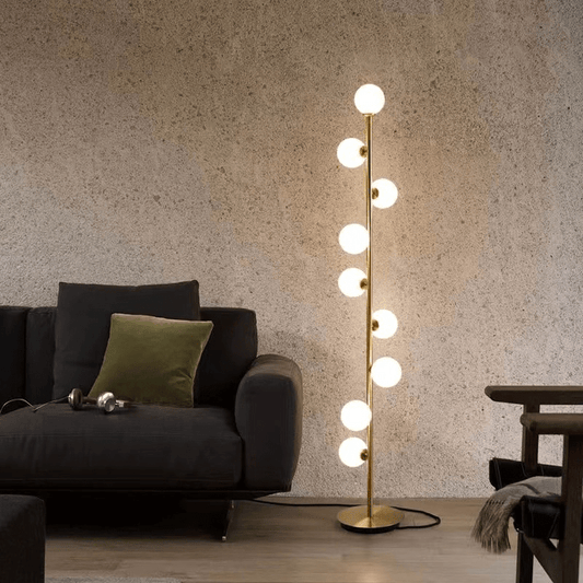 Lampa podłogowa G9 z szklanym kloszem, oświetlenie 5–10 m² do wnętrz