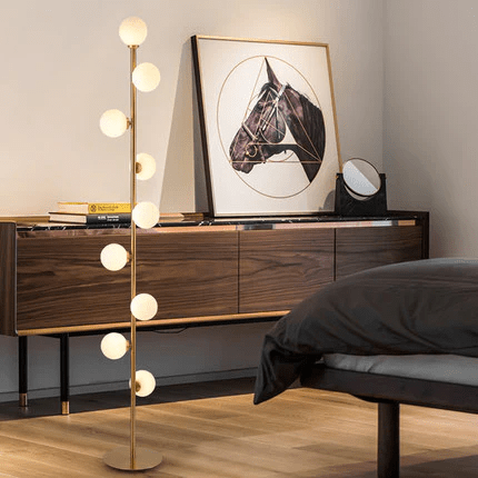 Lampa podłogowa G9 z szklanym kloszem, oświetlenie 5–10 m² do wnętrz