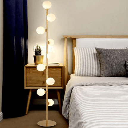Lampa podłogowa G9 z szklanym kloszem, oświetlenie 5–10 m² do wnętrz
