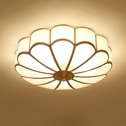 Plafonnier floral en verre givré