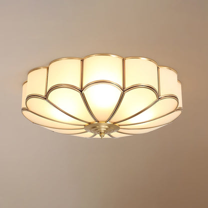 Plafonnier floral en verre givré