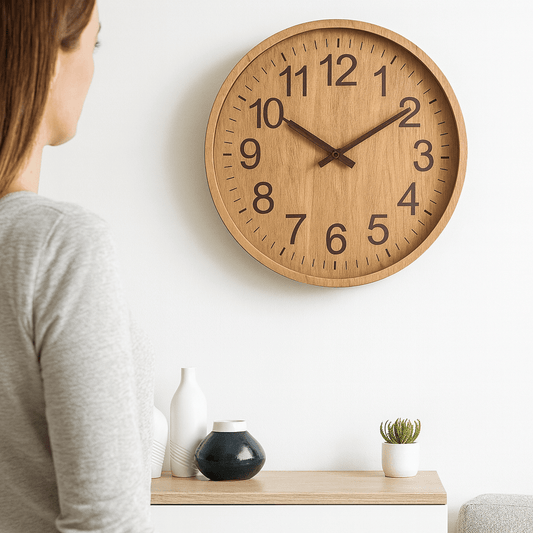 Horloge murale imitation bois silencieuse