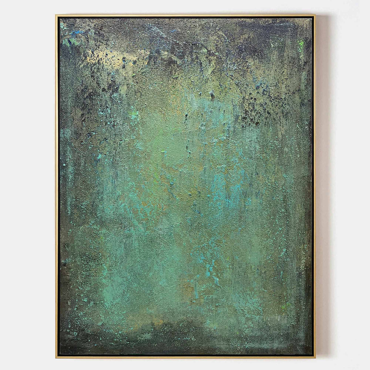 Tableau abstrait patine verte