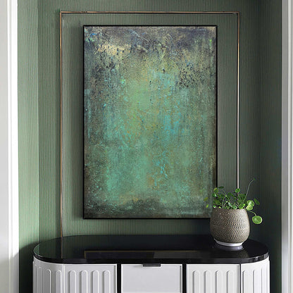 Tableau abstrait patine verte