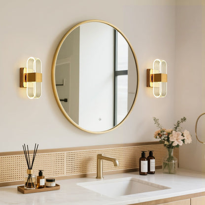 LED wall light with a ribbed shade