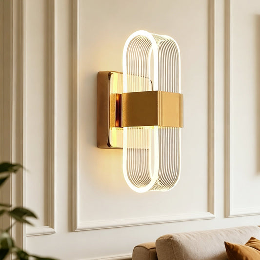 LED wall light with a ribbed shade