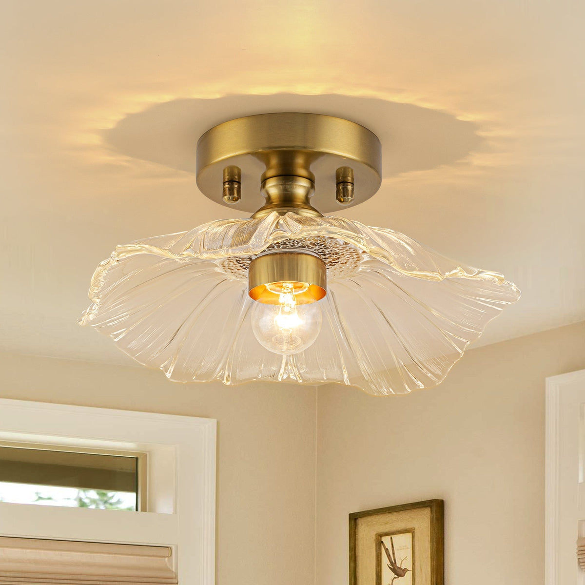 Lampa sufitowa szklany kwiat lotosu