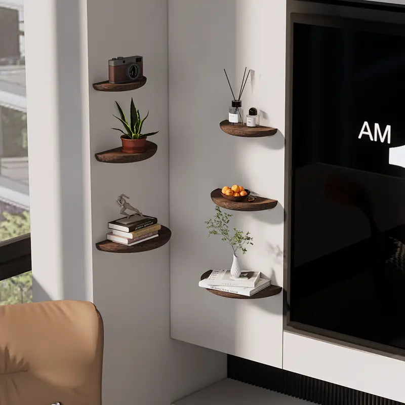 Semicircular wall shelf