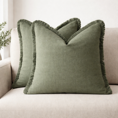 Housse de coussin à franges