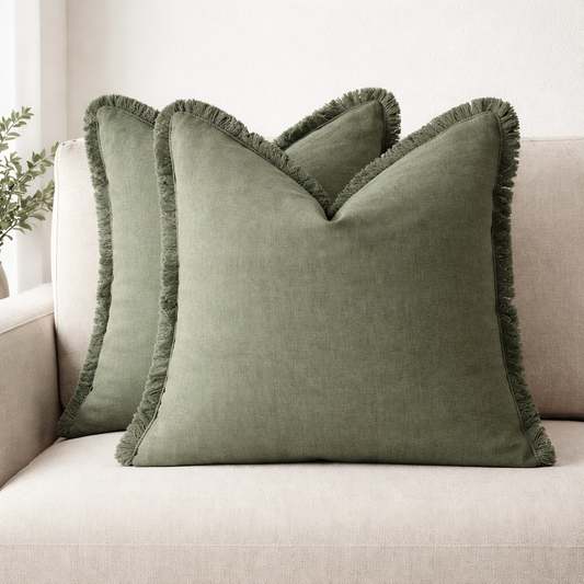 Housse de coussin à franges