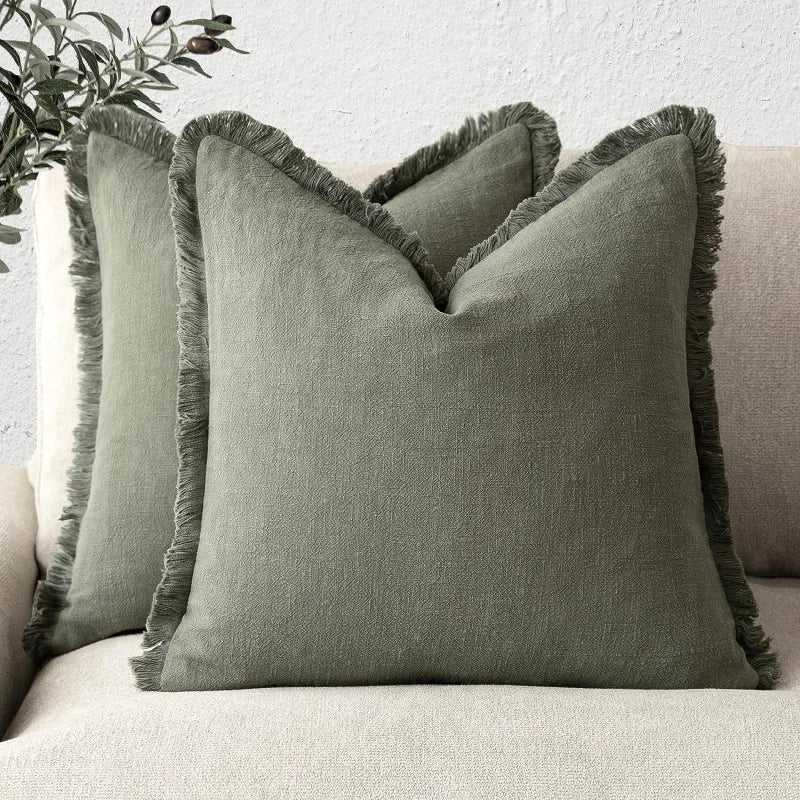 Housse de coussin à franges