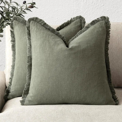 Housse de coussin à franges
