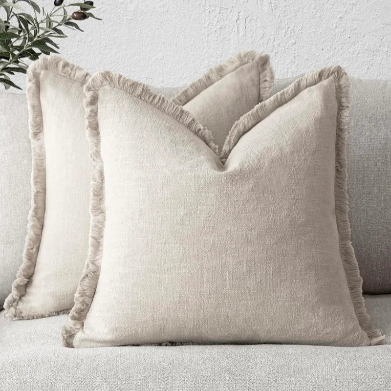 Housse de coussin à franges