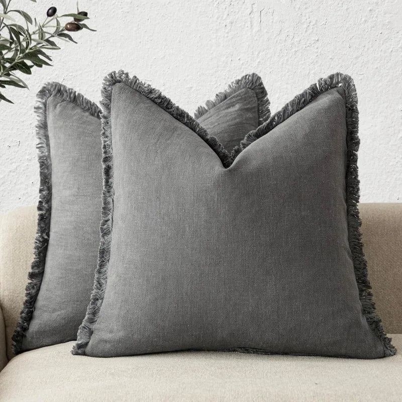 Housse de coussin à franges