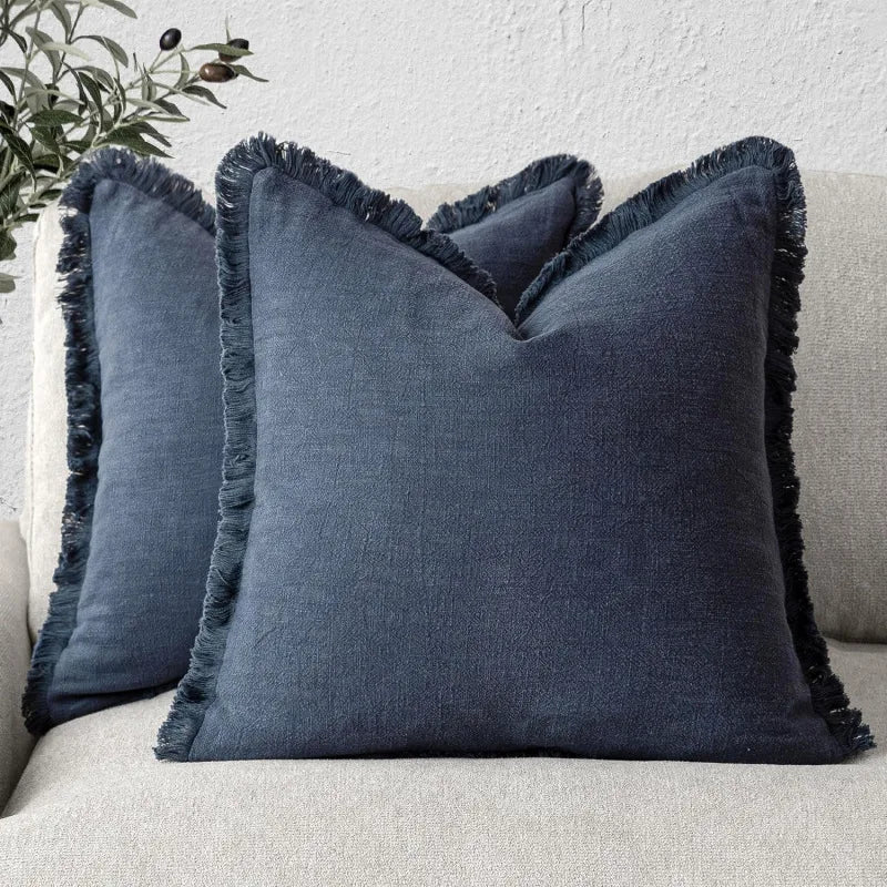 Housse de coussin à franges
