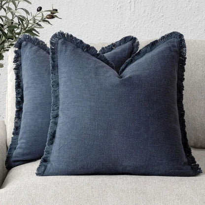 Housse de coussin à franges