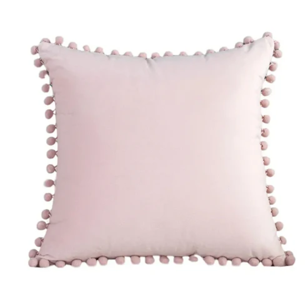Pillowcase with pom-poms