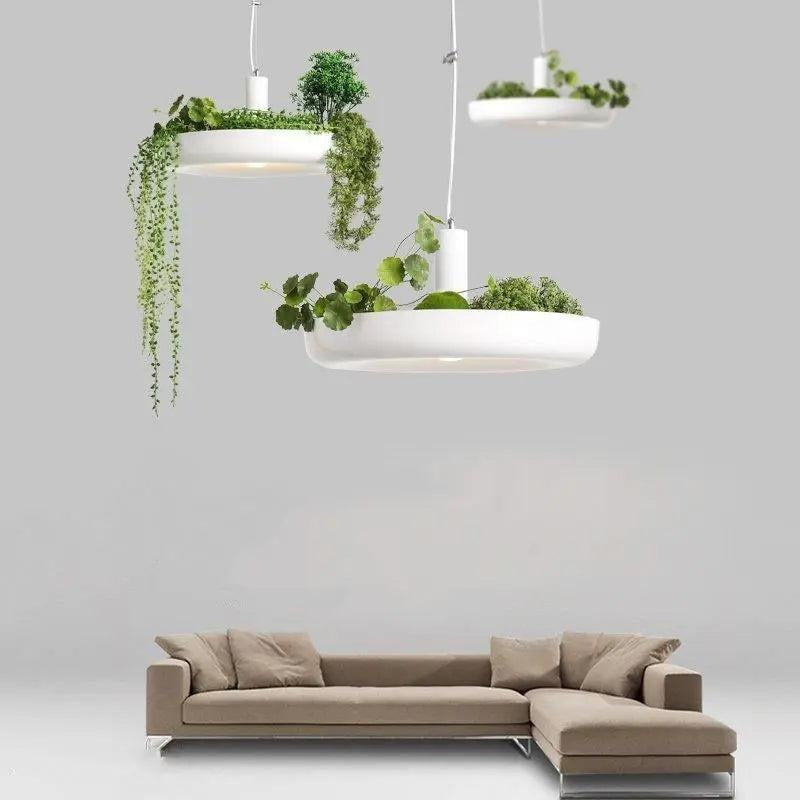 Pendant lamp with a planter