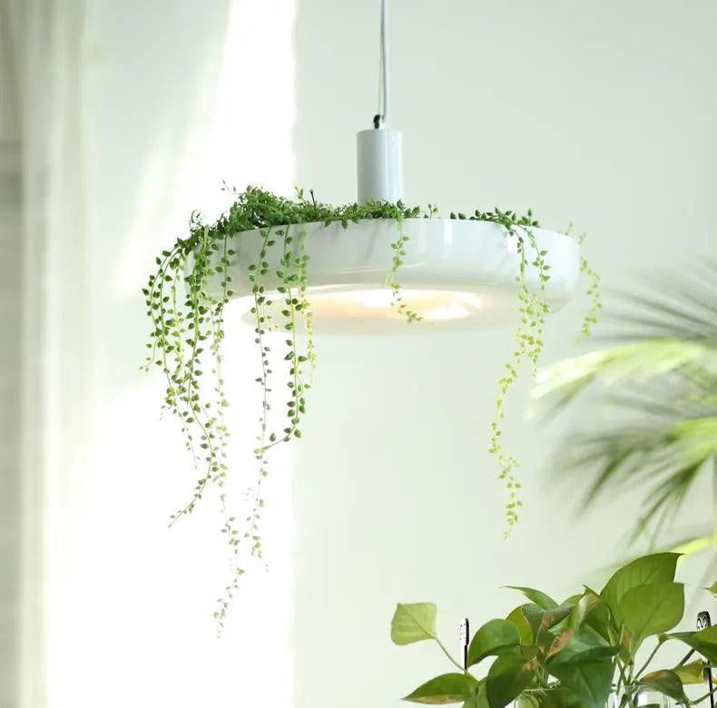 Pendant lamp with a planter