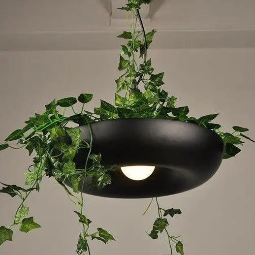 Pendant lamp with a planter