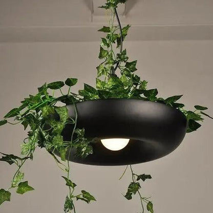 Pendant lamp with a planter