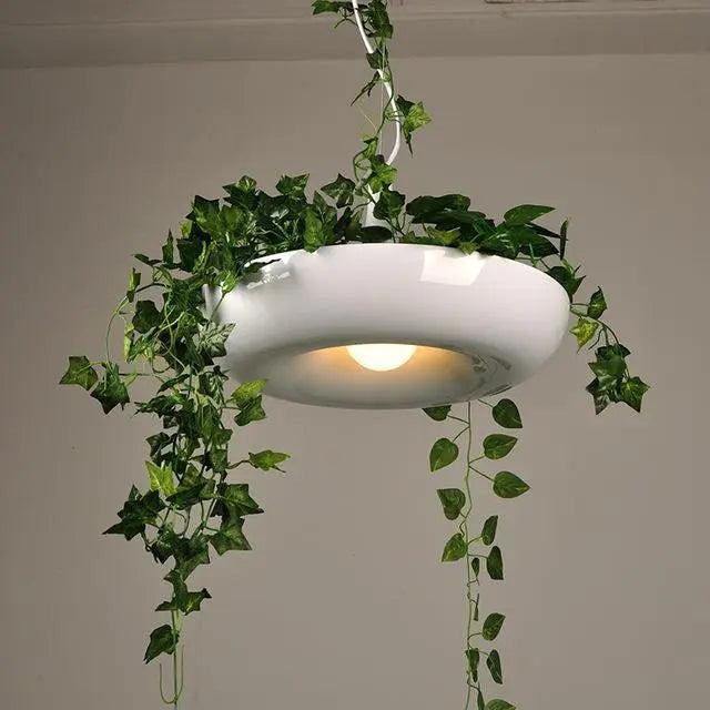 Pendant lamp with a planter