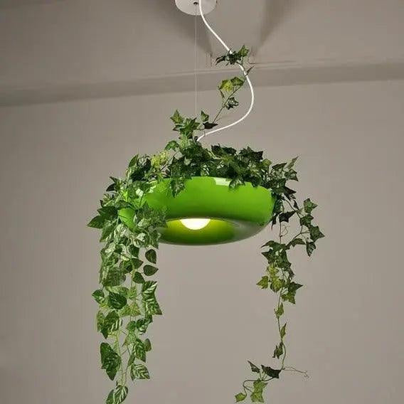 Pendant lamp with a planter