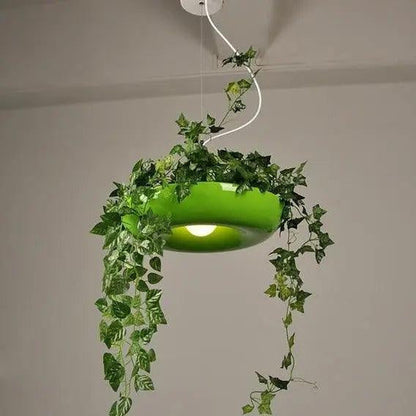 Pendant lamp with a planter