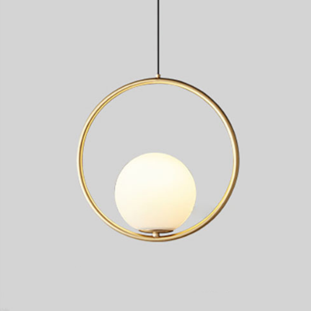 Oval pendant lamp with a globe