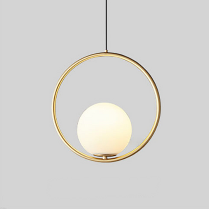 Oval pendant lamp with a globe