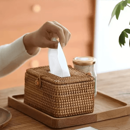 Rattan tissue box cover