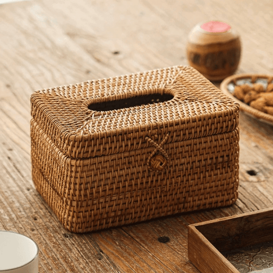 Rattan tissue box cover