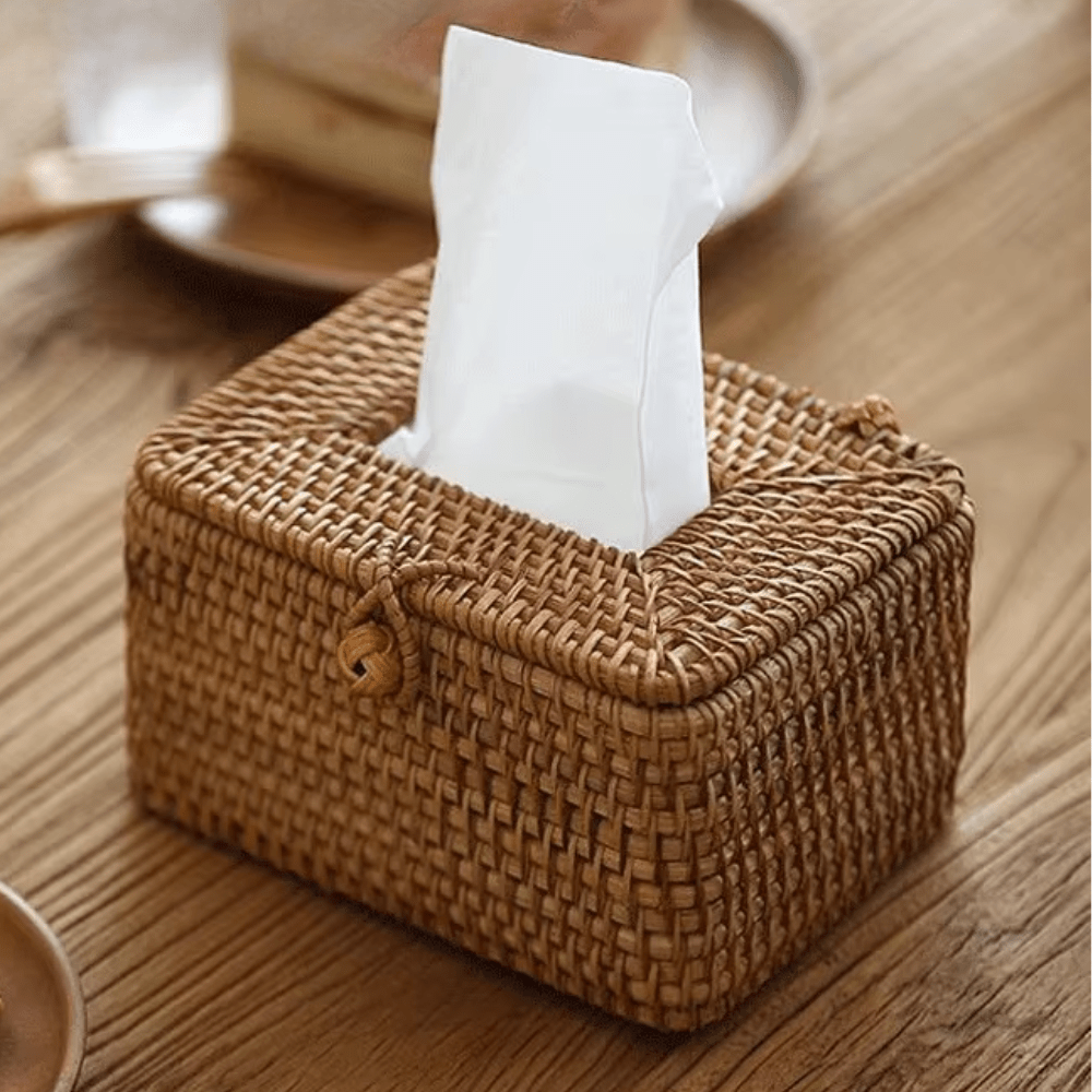 Rattan tissue box cover
