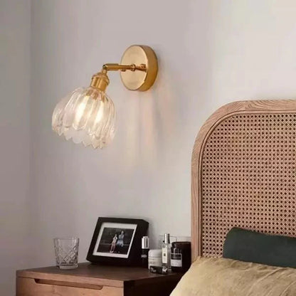 Kinkiet ścienny retro szklany klosz tulipan E26 metalowy do wnętrz
