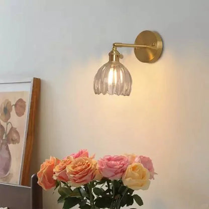Kinkiet ścienny retro szklany klosz tulipan E26 metalowy do wnętrz