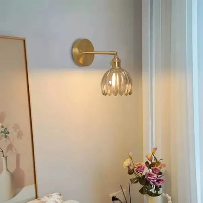Kinkiet ścienny retro szklany klosz tulipan E26 metalowy do wnętrz