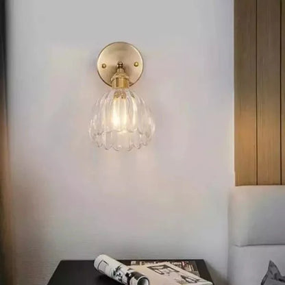 Kinkiet ścienny retro szklany klosz tulipan E26 metalowy do wnętrz