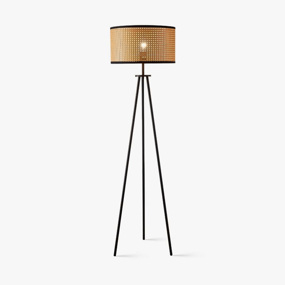 Lampa podłogowa na trójnogu z oprawą E27, zasilanie sieciowe, wysokość 150 cm