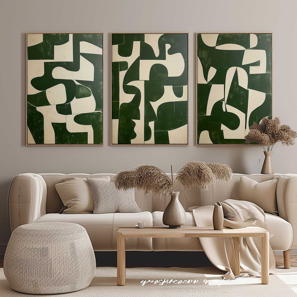 Tableau abstrait, ensemble de 3 éléments