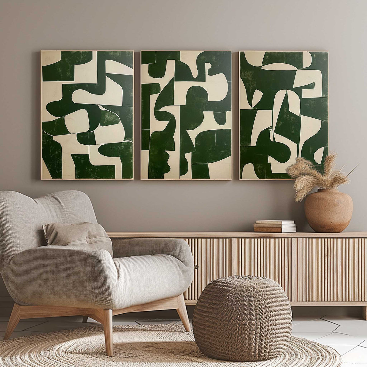 Tableau abstrait, ensemble de 3 éléments