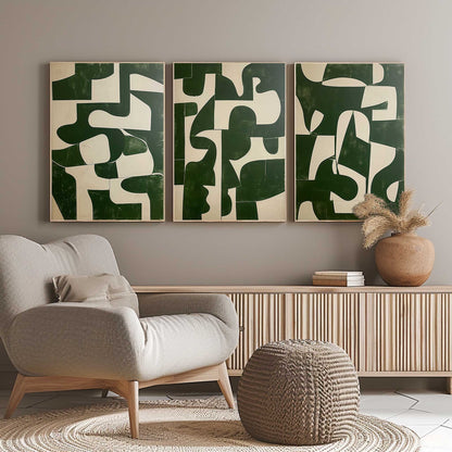 Tableau abstrait, ensemble de 3 éléments