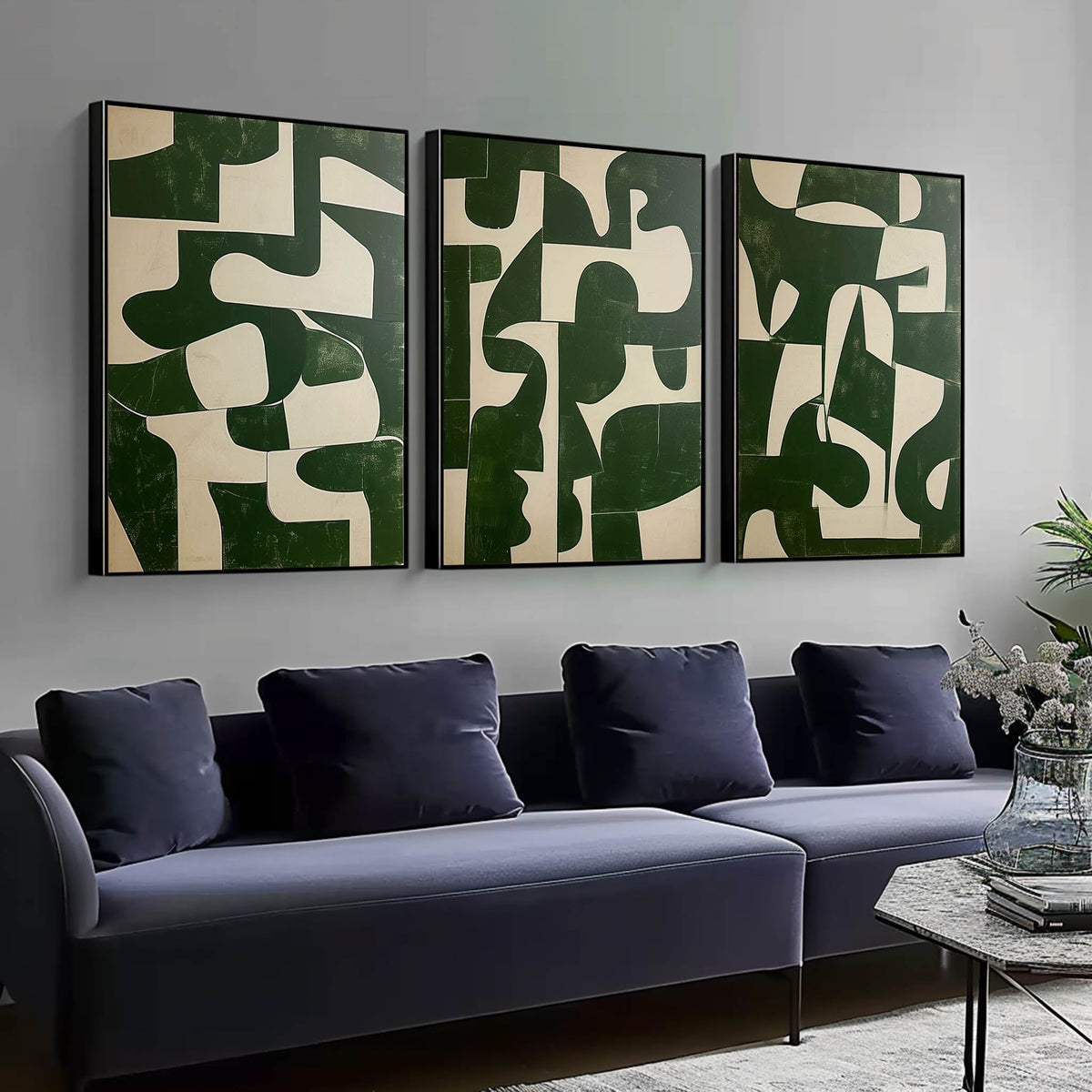 Tableau abstrait, ensemble de 3 éléments