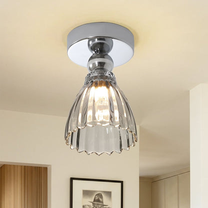 Plafonnier LED en verre chromé
