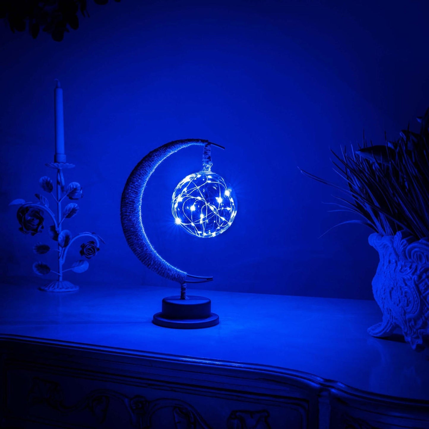 Lampa stołowa LED w kształcie księżyca z ciepłym światłem na baterie