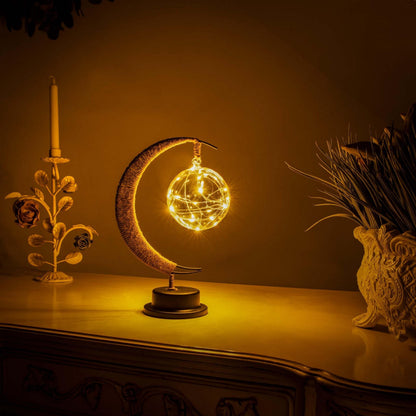 Lampa stołowa LED w kształcie księżyca z ciepłym światłem na baterie