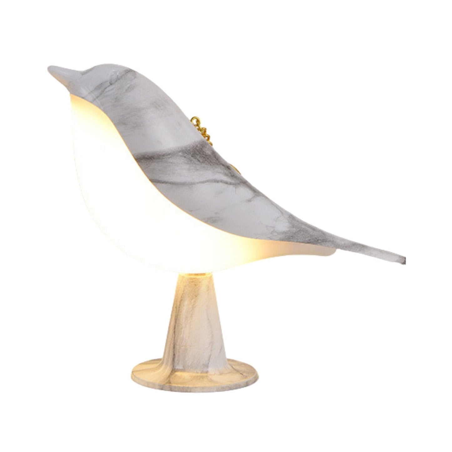 Lampa stołowa LED z motywem ptaka i materiałowym abażurem do wnętrz