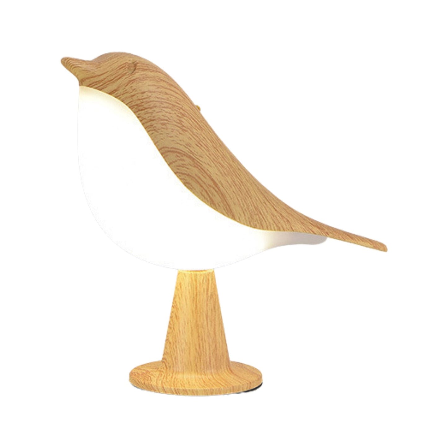 Lampa stołowa LED z motywem ptaka i materiałowym abażurem do wnętrz